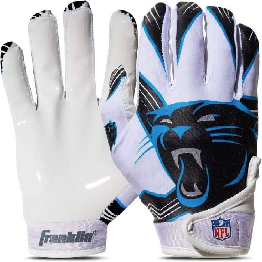 Youth Football Receiver Gloves - Kids Football Gloves Pair - Team Logos and Silicone Palm - All Youth Sizes - Great Game Gear + Football Costume Accessory,37333058 - Rosa Roja - Ver 1