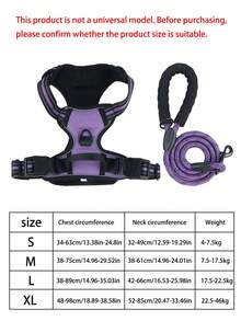 BVEOYPET 2pcs Reflective Dog Harness And 1.5 Meter Leash Breathable Pet Harness For Large And Small Medium Dogs And Cats Puppy Chest Vest Dog Walking Leash And Harness Set Accessories - Purple - View 10