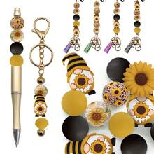 4/28/60pcs 3D Dwarf Beads DIY Craft Supplies - Spring Theme Silicone Focal Beads, Includes Sunflower, Daisy, Butterfly, Tulip, Bee & Cute Dwarf Head Shapes, Suitable For Pen Decor, Keychain Making (Loose Rubber Beads) - 春季矮人系列 - 查看 9