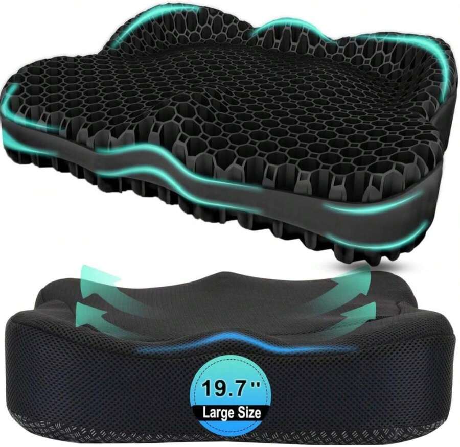 Airllantry Thicken 197in Seat Cushion, Gel Seat Cushion For Long Sittingu2013Office Chair, Wheelchair, Car Pad, Large Cooling Support Pad For Back Pain, Sciatica, Tailbone Pain Relief - Màu B - Xem 1