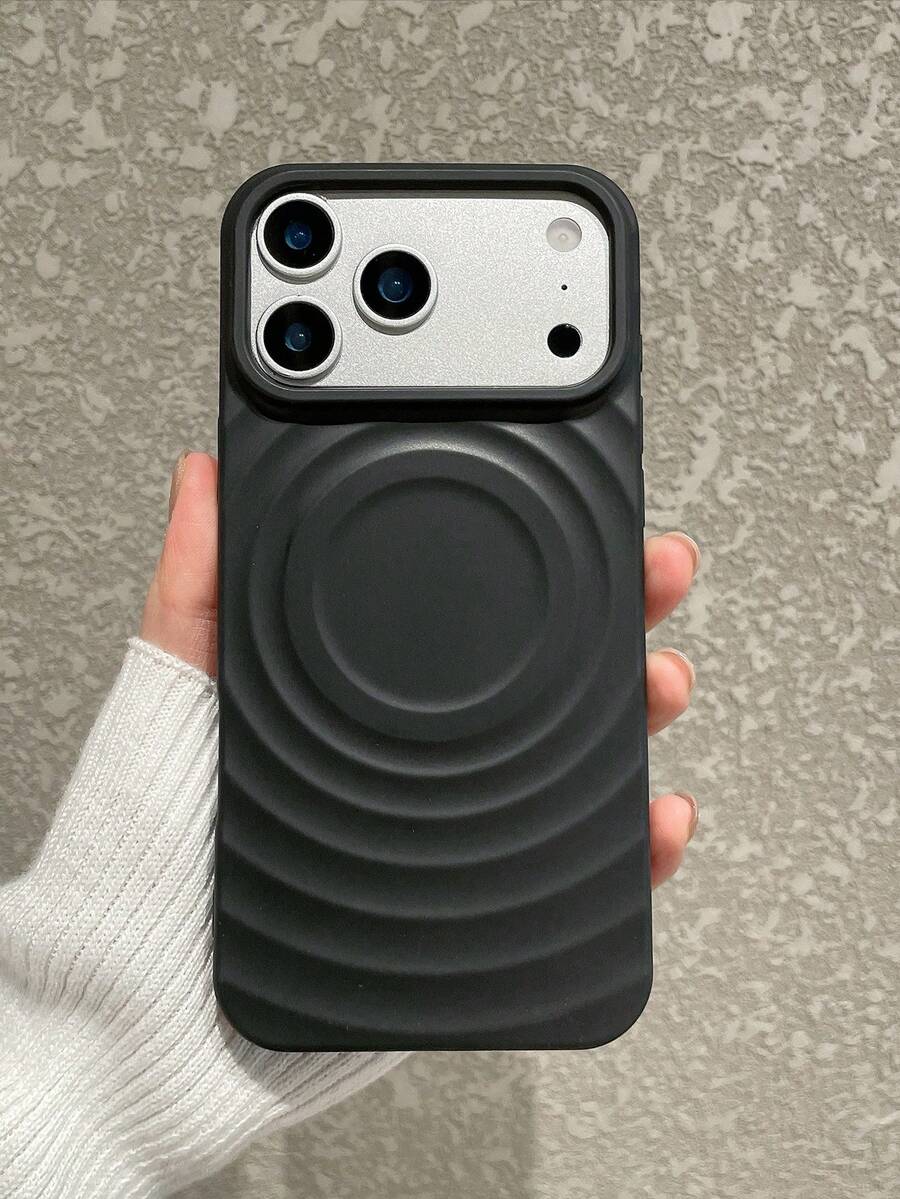 Water Wave MagSafe Magnetic Phone Case, Black Matte Wavy Anti-Drop Protective Cover, Anti-Slip Anti-Fingerprint Phone Case, Minimalist Protective Shell, Suitable For Daily Use & Gift Giving, Compatible With IPhone