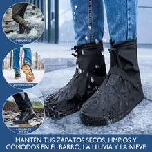 Cubrezapatos Impermeable, Cubierta del Zapato con Bandas Reflectantes para Hombres Mujeres, Reutilizable Protector de Zapatos para Motocicleta y Ciclismo con Suela Antideslizante,37410320 - Caqui - Ver 6