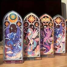 MY LITTLE PONY 我的小马驹亚克力桌面摆件，高端双层卡通人物模型，色彩缤纷的手工房间装饰，送给朋友和粉丝的最佳礼物，理想的派对中心装饰和置物架装饰 - 彩色 - 查看 1