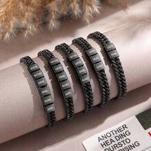 1pc Personalized Men's Bracelet, Dad Bracelet, Can Be Engraved With Family Member Names, Father's Day Gift, Gift For Him, Christmas Gift, Father's Day Bracelet - Multicolor - View 3