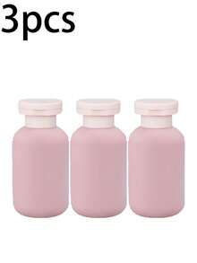 3pcs/1pc Flocked Lotion Bottle 100ml/3.4oz | Non-Slip Refillable Plastic Cosmetic Container Set, Suitable For Bathroom Hand Wash, Body Wash And Skincare, Luxury Gift Set