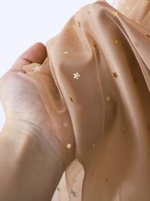 女童优雅缎面亮片网纱公主裙，适合春夏穿着 - 彩色 - 查看 8