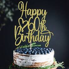 1个金色闪光30/40/50/60岁生日蛋糕装饰插牌 - 闪亮里程碑生日派对装饰，庆祝30、40、50、60周年纪念蛋糕装饰 - 彩色 - 查看 3