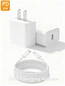 USB-C 20W PD 快充适配器，配备 3.3 英尺/6.6 英尺 USB-C 转 Lightning 数据线，兼容 - 美規A型插(110-127V) - 查看 3