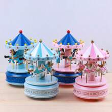 木质旋转音乐盒，播放《天空之城》旋律，手摇古典音乐盒，创意浪漫情侣生日礼物，优雅桌面摆件 - 星星粉 - 查看 7