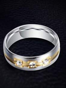 1 Pair 18K Gold Plated Stainless Steel Couple Rings, Engagement/Wedding Rings, Perfect Gift For Christmas, Valentine's Day, Anniversary