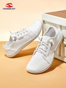 HOBIBEAR Men's Casual Sneakers, Wide Toe, Soft Sole, Barefoot, Slip-On, Minimalist Style - All White - View 3