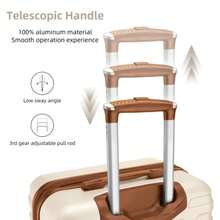 6-Piece Luggage Set With Duffel Bags, Expandable Hard-Shell Suitcases With Spinner Wheels And TSA Lock, Cream Color - 奶油色+棕色 - 查看 7