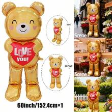 9/5/2/1 قطعة بالون دب تيدي بشكل قلب مع نص "أحبك" بطول 60 بوصة، بالونات قلب أحمر فويل بقطر 18 بوصة/32 بوصة للزفاف الوردي والبني، ديكور عيد الحب، الذكرى السنوية، حفل استقبال العروس، حفلة عيد الميلاد - لا يحتاج لطاقة، عيد الأم، - متعدد الألوان - مشاهدة 19
