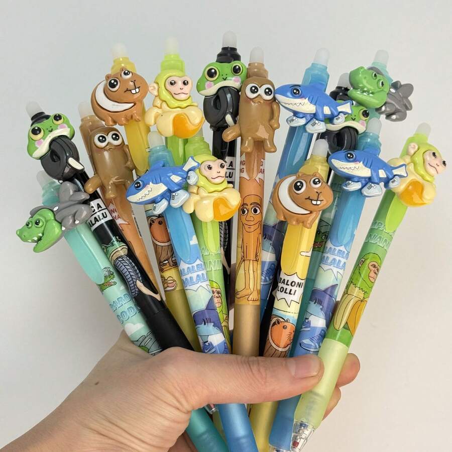 Set de 12 bolígrafos de gel borrables con temática de mitología china, punta fina de 0,5 mm, tinta azul, con borrador incorporado, excelente para tomar notas y escribir, perfecto para oficina, escuela, cumpleaños, Navidad, Halloween, Año Nuevo, ¡regalos de Pascua! - Multicolor - Ver 1