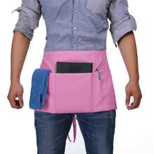 BOHARERS Waist Apron With 3 Pockets - Black Waitress Waiter Server Short Aprons - G-1包粉紅色 - 查看 7