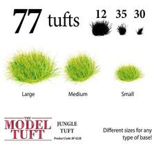 77片人造草丛，适用于DIY微缩景观、模型场景装饰和植绒人造草坪迷你装饰品 - As photo - 查看 7