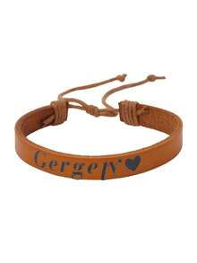 1pc Personalized Leather Bracelet With Name, Customized Leather Bracelet, Crystal Leather Bracelet, Unisex Gift, Couples Bracelet, Personalized Leather Gift, Adjustable, Suitable For Father's Day, Anniversary, Birthday, Graduation, Prom, Party, Back To School, Fashionable Autumn Design, Elegant & Romantic - Multicolor - View 10