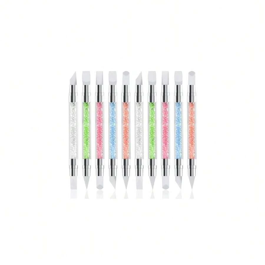 10 Pcs Nail Art Sculpture Pen Dual Tipped Silicone Nail Tools Nail Art Acrylic Pen Silicone Brushes For Resin Nail Art Tools For Design Nail Foil Carving Drawing Effect Shaping Drawing,10pcsstyleB - 10件套B款 - 查看 1