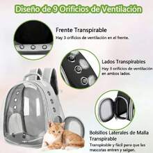 Mochila de Transporte para Mascotas Portátil de Viaje - Mochila Viaje para Gatos y Perros, Bolsa de Gato Espacial, Mochila Transportadora para Mascotas, con Ventana Transparente, 31*26*41 CM (Gris),37423955 - Blanco y Negro - Ver 5