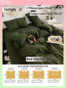 Bộ ga trải giường màu xanh quân đội 3 món - 1 vỏ chăn & 2 vỏ gối, chất liệu vải mềm mại và thoải mái, nhiều màu sắc để lựa chọn, phù hợp cho ký túc xá, trang trí nhà cửa đơn giản và thời trang, bộ ga trải giường phòng ngủ mềm mại và ấm cúng, có thể giặt (không kèm ruột chăn). - xanh quân đội - Xem 3