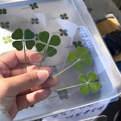1/4/12 Pcs Lucky Four-Leaf Clover Cards, Designed With Transparent Material, Suitable For Birthdays And Weddings, Featuring Irish-Style Decorations With Bookmarks, Party Favors, And Realistic Clover Patterns