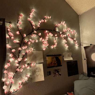 72/96/144 LED Kiraz Çiçeği Dalı Duvar Lambası, Esnek Söğüt Peri Işıkları, Parlayan Kiraz Çiçeği Dalı Lambası, Esnek Kiraz Çiçeği Sarmaşık Lambası, LED Dal Lambası, USB ile Çalışır, Kendin Yap İç Mekan Atmosfer Dekorasyon Işığı, Yatak Odası, Oturma Odası, Duvar, Parti, Tatil, Düğün İçin Mükemmel Hediye