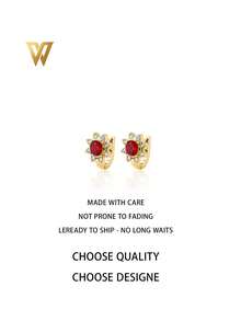 Vibrant Red Zirconia Earrings Bold Statement Hoop Earrings For Night Out Date Night Sparkling Cubic Zirconia Studs, Gift For Her - Crimson Hoop - View 5