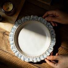 2pcs Ceramic Dinner Plate Set: 6.25-Inch 8.8-Inch 10.8-Inch Ceramic Plates. Vintage Style Plates Suitable For Snacks, Western Food, Desserts, Pasta, And Breakfast Bread. Steak Plate And Salad Plate. - trắng - Xem 8