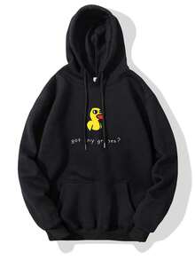 "Got Any Grapes" Printed Men's Graphic Long Sleeve Hoodie - Comfortable Casual Pullover With Eye-Catching Design, Hooded Sweatshirt For All Seasons, Complete With Handy Pocket - A Gift Choice For Valentine And Christmas Day - màu đen - Xem 3