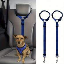 Adjustable 2-In-1 Dog Car Seat Belt, Secure Your Pet's Safety On The Road With This Rear Seat Traction Belt And Ring Pet Car Safety Towing Belt Ring Dog Rope Cat Rope Reversible Head Rest For Cars - Multicolor - View 8