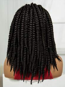 A ANYTIME Peluca trenzada sintética de alta temperatura con fibra, elegantes trenzas, peluca trenzada de moda para Halloween, unisex para adultos - Negro - Ver 2