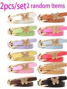 8pcs/4pcs/2pcs Random Delivery Simple Waist Belt For Women, Fashion Korean Style Cute Butterfly Decor Versatile Dress Belt, Suitable As Valentine's Day Or Ramadan Gift For Friends - Multicolor - View 4