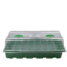 24/40 Holes Seedling Tray | Plastic Greenhouse Mini Nursery Station With Ventilation Cover And Moisture Retention Board, No Power Needed, Suitable For Succulents, Flowers, Fruits And Vegetables - Green - View 1