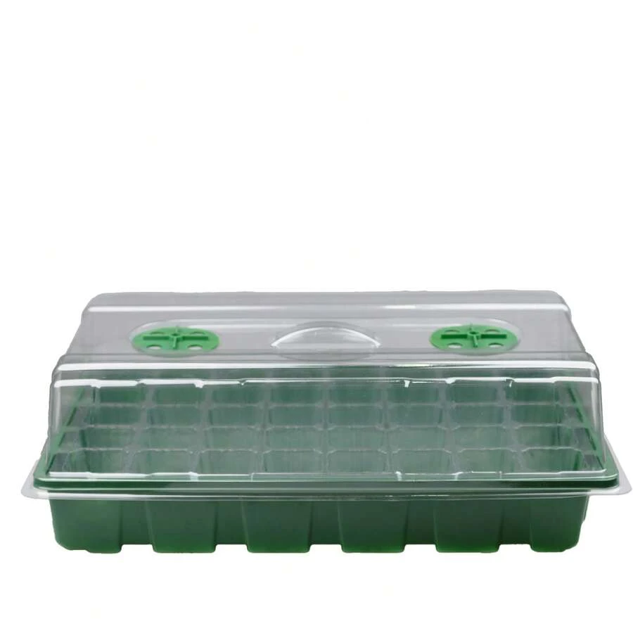 24/40 Holes Seedling Tray | Plastic Greenhouse Mini Nursery Station With Ventilation Cover And Moisture Retention Board, No Power Needed, Suitable For Succulents, Flowers, Fruits And Vegetables - Green - View 1