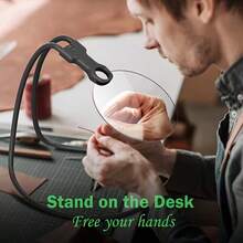 3-In-1 Adjustable Hands-Free 5X 5.12" Magnifier, Switchable Between Handheld, Neck Hanging And Desktop Modes, With Independent High-Magnification Lens, Suitable For Reading, Sewing And Cross-Stitch (Latest Upgraded Version) - White - View 2