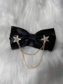 男士领结1件装，黑色西装衬衫伴郎礼物，五角星链条领结翻领别针，可手洗或干洗 - 彩色 - 查看 7