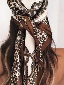 1 pièce Foulard carré en soie satinée de style bohème 90 pour femmes, nouveau foulard de printemps, pour - Beige - Voir 2