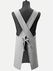 Japanese Washed Cotton Apron, Wider Shoulder Strap, Suitable For Flower Shops, Cafes, Bookstores, Kitchens, Western Restaurants - Grey - View 2