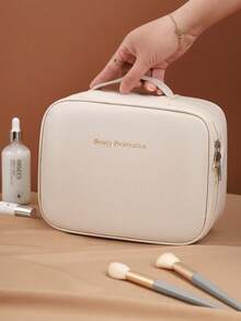 Travel Toiletry Bag - Space-Saving, Easy To Use, PU Material, Large Capacity Cosmetic Storage Box, Suitable For Travel, Multi-Functional Storage Bag, Great For Outdoor Use, Suitable For Student Back To School, Cosmetics And Toiletries Storage, Portable Free Compartment, Large Capacity, Neat And Stylish, Suitable As Valentine's Day, Halloween, Mother's Day Gift, Essential For College Students, Travel, Holiday, Vacation, Women's Cosmetic Bag , Makeup Room Decor - Multicolor - View 7