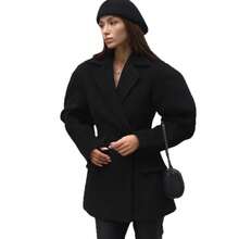 Autumn Winter New European And American Style Loose Waist Long Sleeve Woolen Blazer For Women Mid-Length Versatile Fashion Suit - Thành phần: 100% polyester - Xem 3