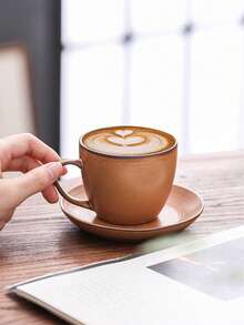 Bộ 1/2 cốc sứ gia dụng nhỏ 190ml dùng cho cà phê latte, cốc sứ chất lượng cao kèm đế lót ly, cốc nước đôi, cốc cá nhân hóa, cốc sữa mạch nha ăn sáng, cốc nghệ thuật latte sáng tạo dùng cho văn phòng kèm đĩa lót. - Nhiều màu - Xem 5