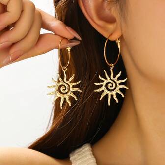 欧美风格镂空螺旋设计金色耳环，可定制耳环