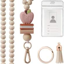 1 件硅胶珍珠花卉串珠钥匙扣、身份证徽章挂绳、教师礼物、卡夹汽车配件包饰学校字母可爱哥特 Y2k