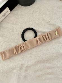 1 Pc Women's Hair Accessories Solid Color + Leopard Print Soft Velvet Chic 2-In-1 Snap Hair Tie & Wrist Bracelet For Cozy Fall/Winter High Ponytail With A Hair Tie ,Hair Elastics ,Hair Rubber Bands ,Hair Rope Head Accessories