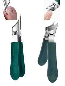 符合人体工学的加厚指甲及趾甲护理工具 - 不锈钢精密修剪器，采用超细斜角设计、安全防护罩和柔软手柄，适合老年人使用，是圣诞节和新年礼物的理想之选。