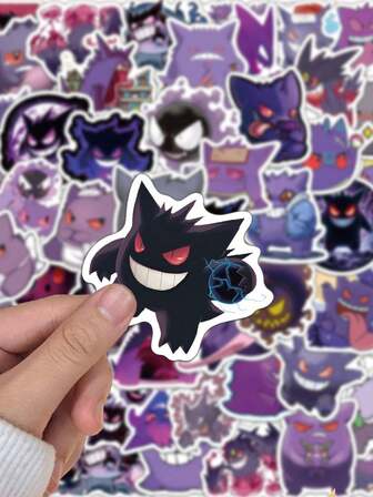  Pokemon Ghost-typ vinylklistermärken - 50 st söta Ghost Pokemon-klistermärken för laptop, vattenflaska, scrapbooking, speldekor - Officiellt anime-tecknat festtillbehör