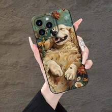 1PC Funda Creativa para Teléfono Decoración Navideña Perro Golden Retriever Personalidad Creativa Impresión Genial Funda para Teléfono Móvil, Adecuada para iPhone 16/15/14/13/12/11/7/8/X/XS/XR Pro Max Mini Plus Serie Protección Completa Funda para Teléfono Móvil Adecuada para iPhone 17 Air - Negro - Ver 2