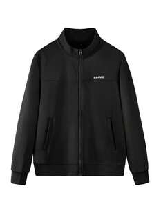 CAMEL CROWN 男士秋冬运动套装，保暖立领防风透气外套和裤子 - 幻影黑 - 查看 5