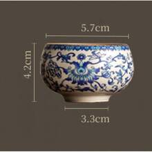 Ru Kiln Ceramic Tea Cup, Teacup For Tea Drinker, Home Use, Blue & White Lotus Pattern Chinese Tea Set, Arhat Cup - Multicolor - View 2