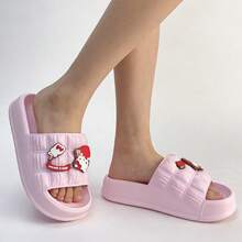Miniso 三丽鸥 Hello Kitty 女士室内浴室拖鞋（尺码 35-36） - 舒适柔软材质，精致卡通徽章细节，防水设计，适用于浴室/卧室（1 双） - 粉色 - 查看 7
